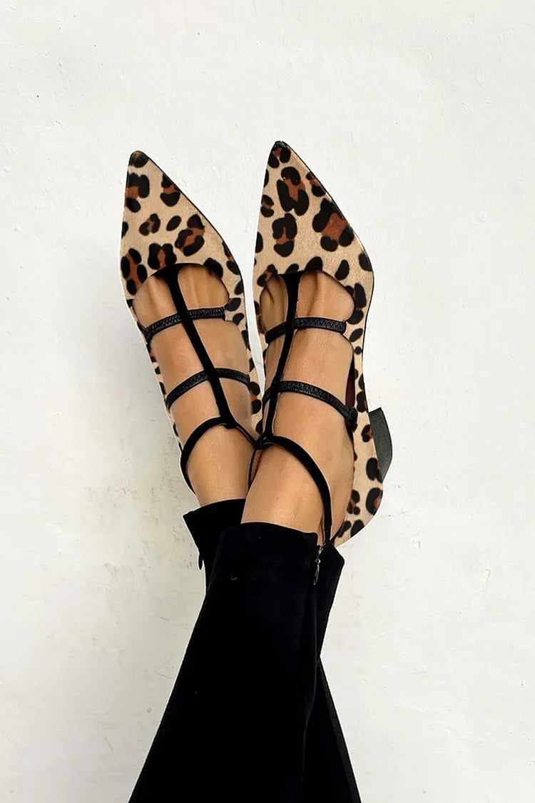Ludovica™ | Ballerines à imprimé animalier avec brides fines