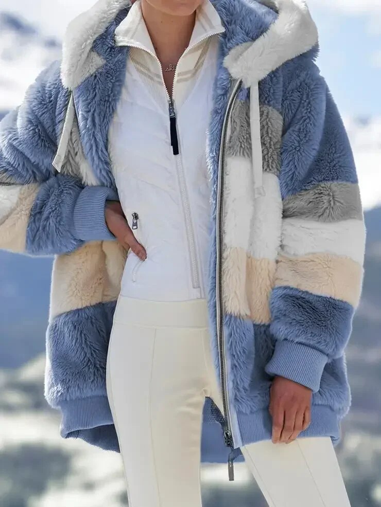 Amber - manteau rayé pour femme pour l'hiver