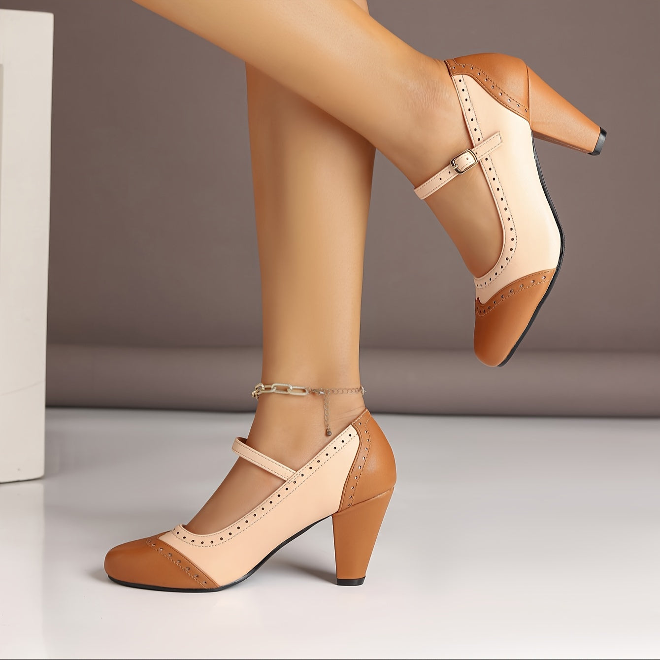 Amy™ | Escarpins bicolores élégants à talon confortable