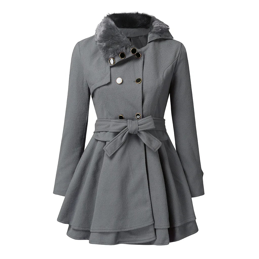 Lucie | Trench-coat élégant avec fourrure végane
