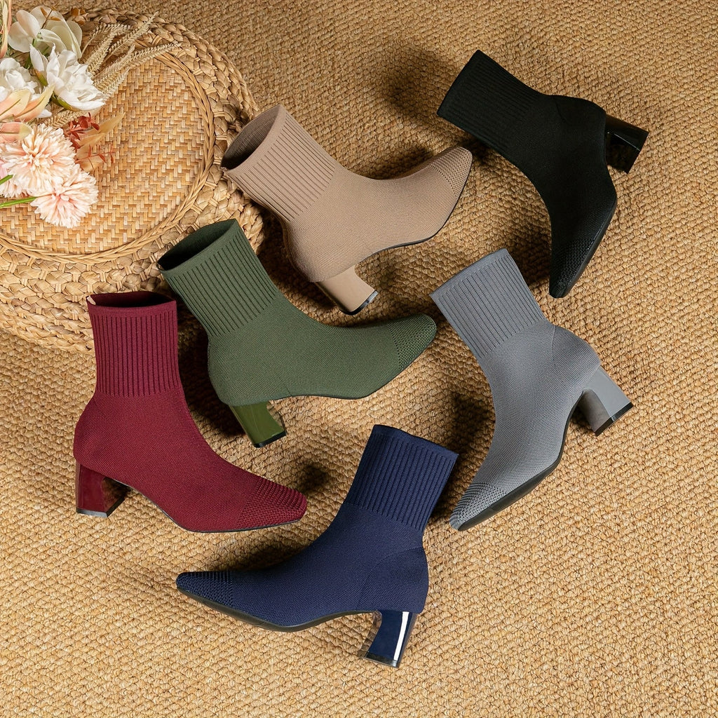 Paulette™ – Bottines tricot confortables à talon stable et souple