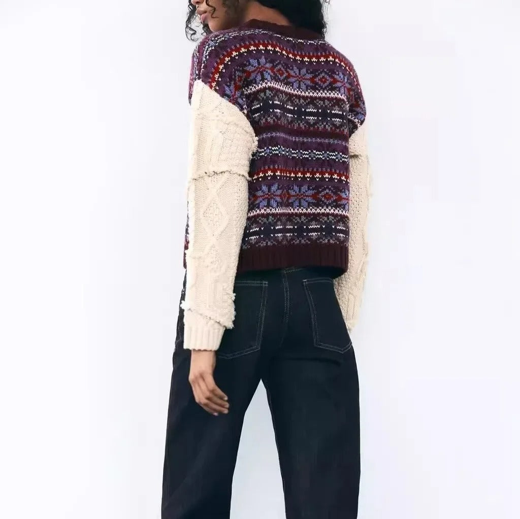 BLANDINE™ | Pull Jacquard Col Femme