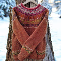 Sarah - Pull à Col Ras du Cou Jacquard Vintage Islandais