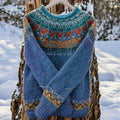 Ivana - Pull à Col Ras du Cou Jacquard Vintage