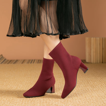 Paulette™ – Bottines tricot confortables à talon stable et souple