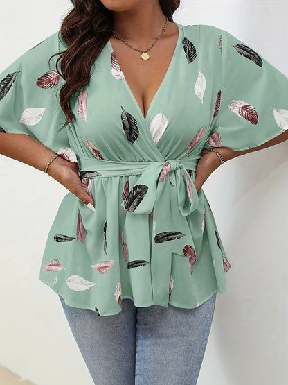 Lise | Blouse Élégante Grande Taille Plumes