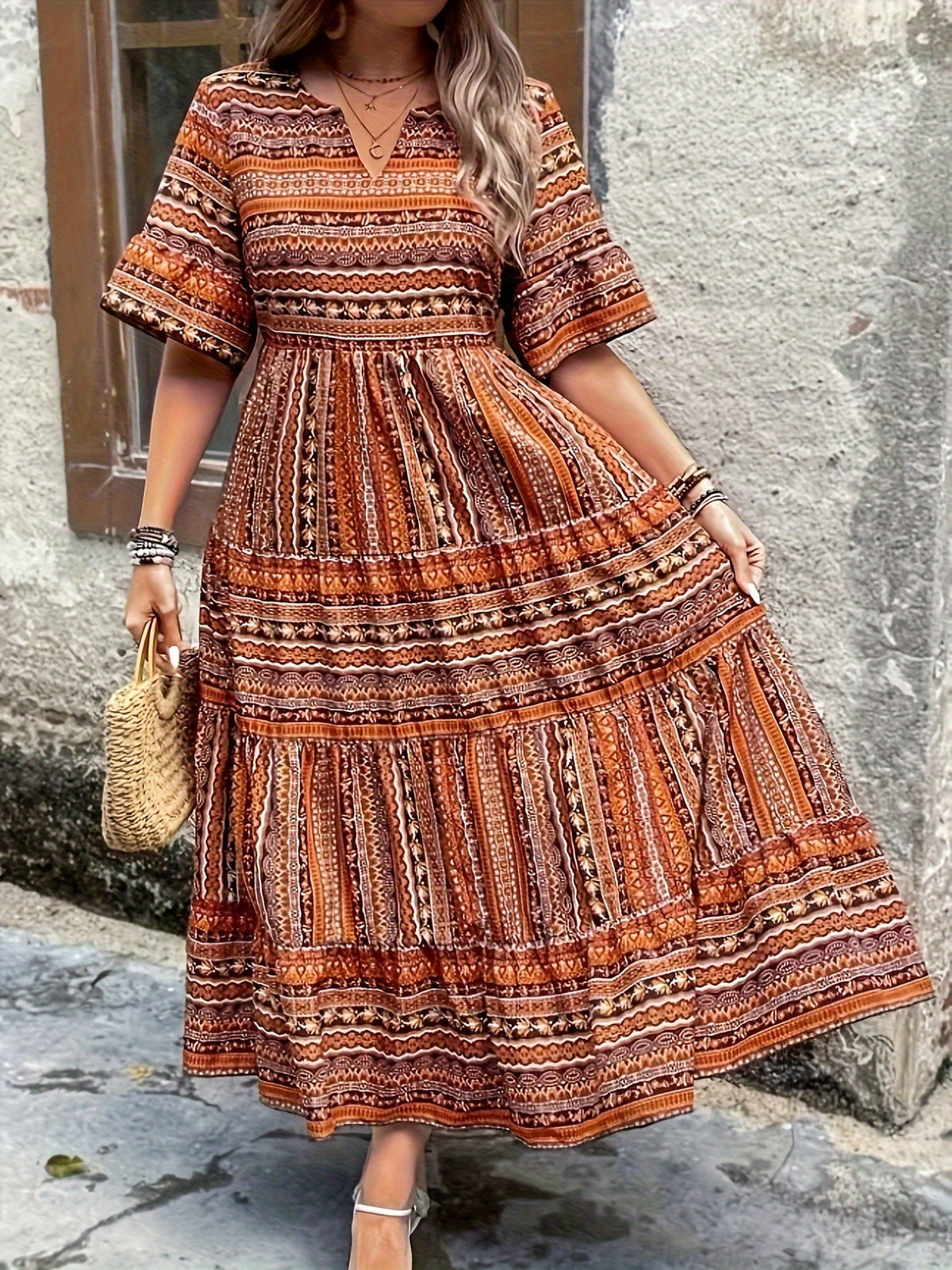 Marie | Robe Grande Taille Imprimé Étagée