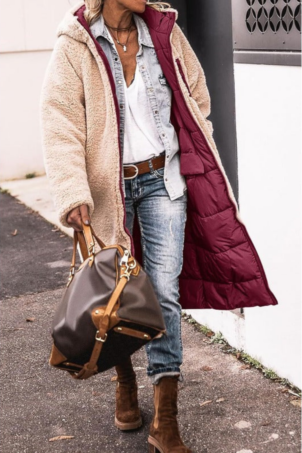 Anny™ | Manteau Long Réversible Doublé en Fourrure