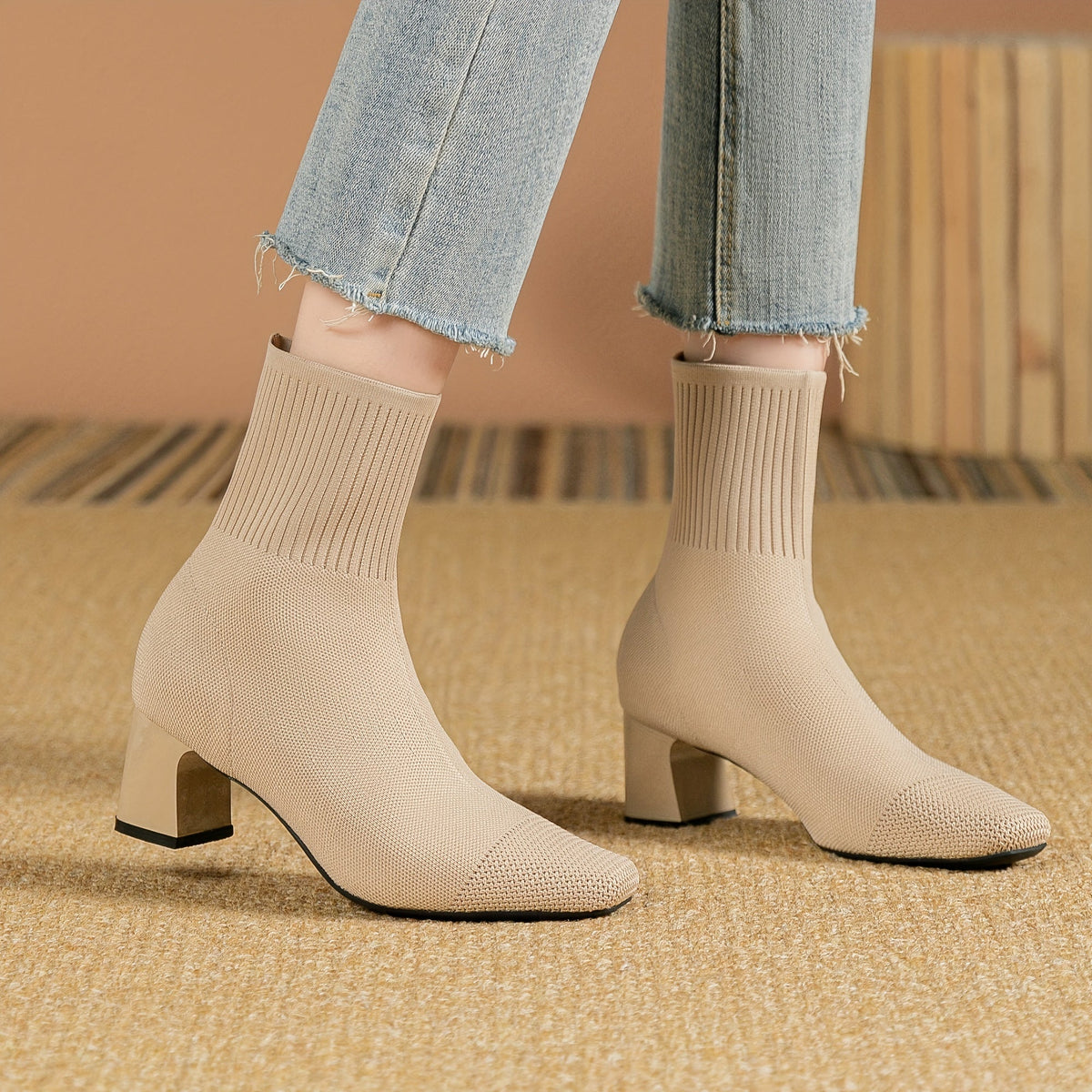 Paulette™ – Bottines tricot confortables à talon stable et souple