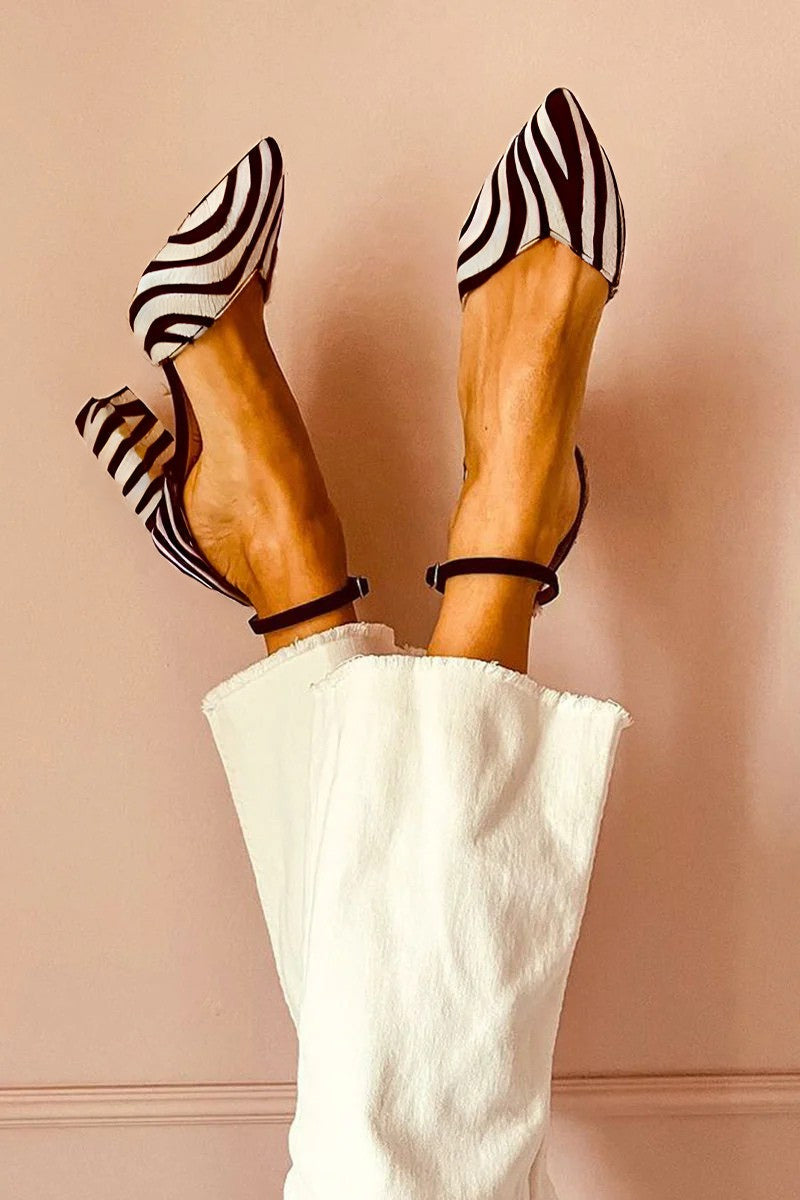 Zebrina™ | Sandales à talon moyen avec bride et imprimé zèbre