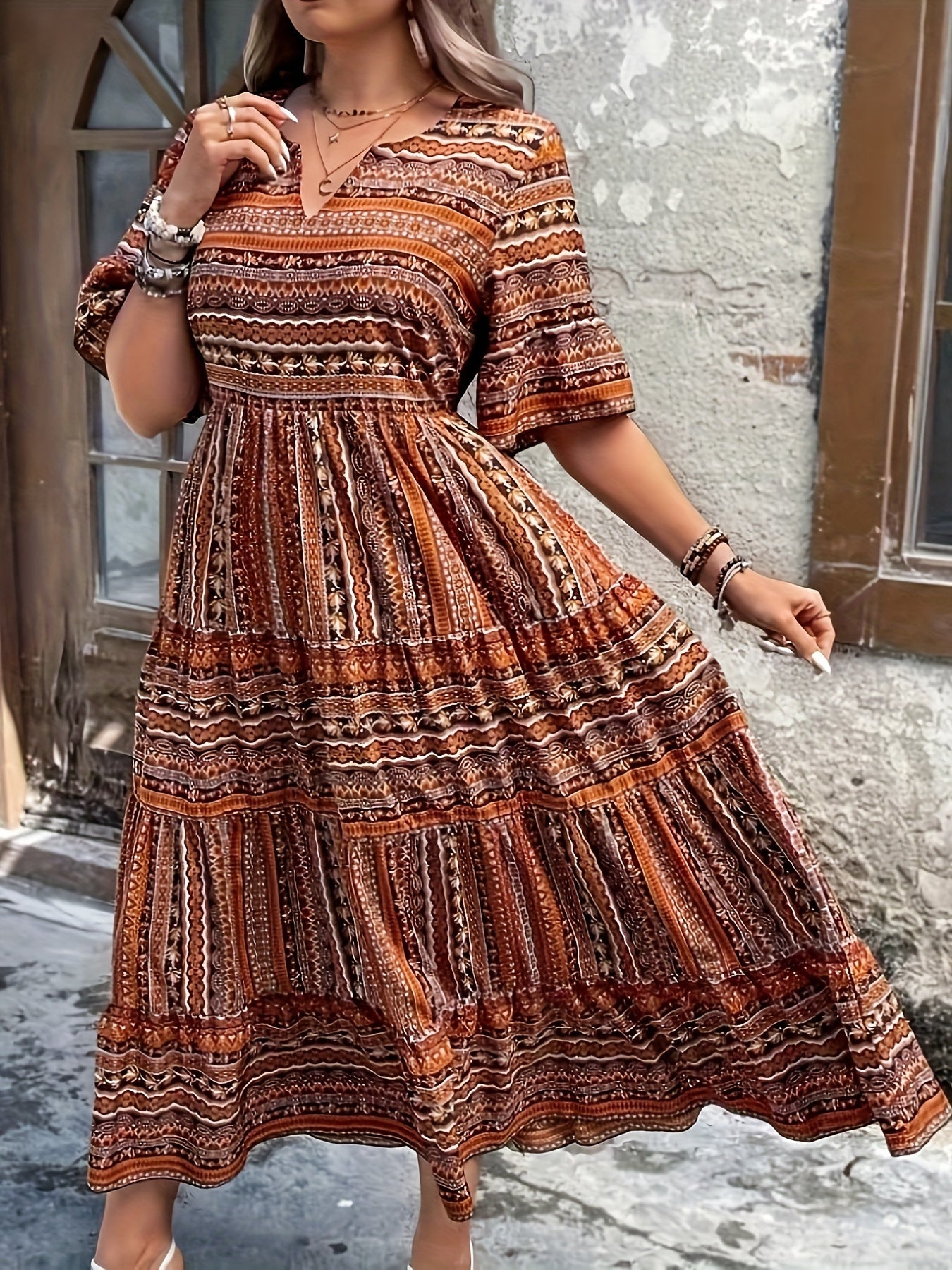 Marie | Robe Grande Taille Imprimé Étagée