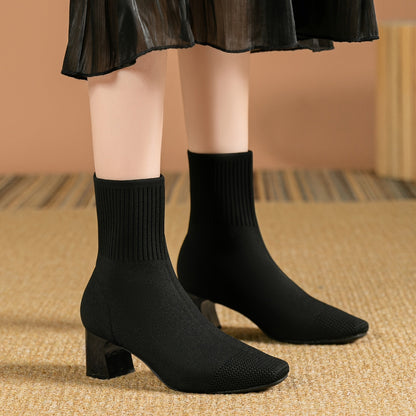 Paulette™ – Bottines tricot confortables à talon stable et souple