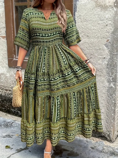 Marie | Robe Grande Taille Imprimé Étagée