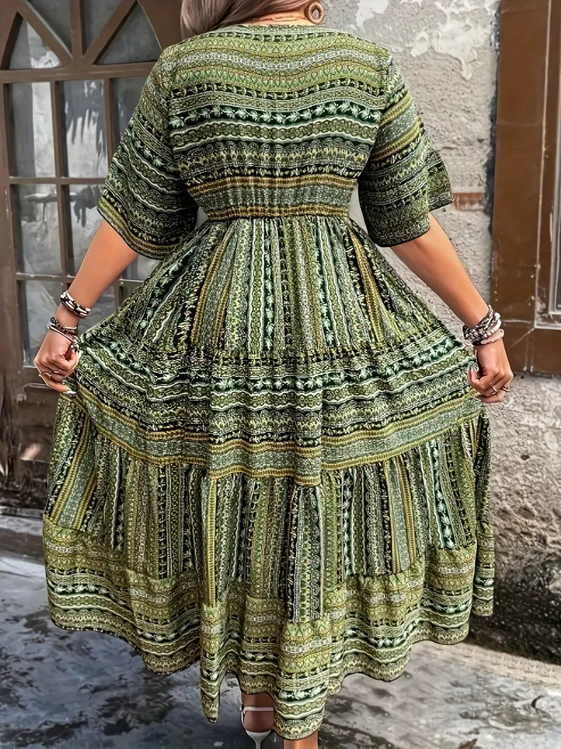 Marie | Robe Grande Taille Imprimé Étagée