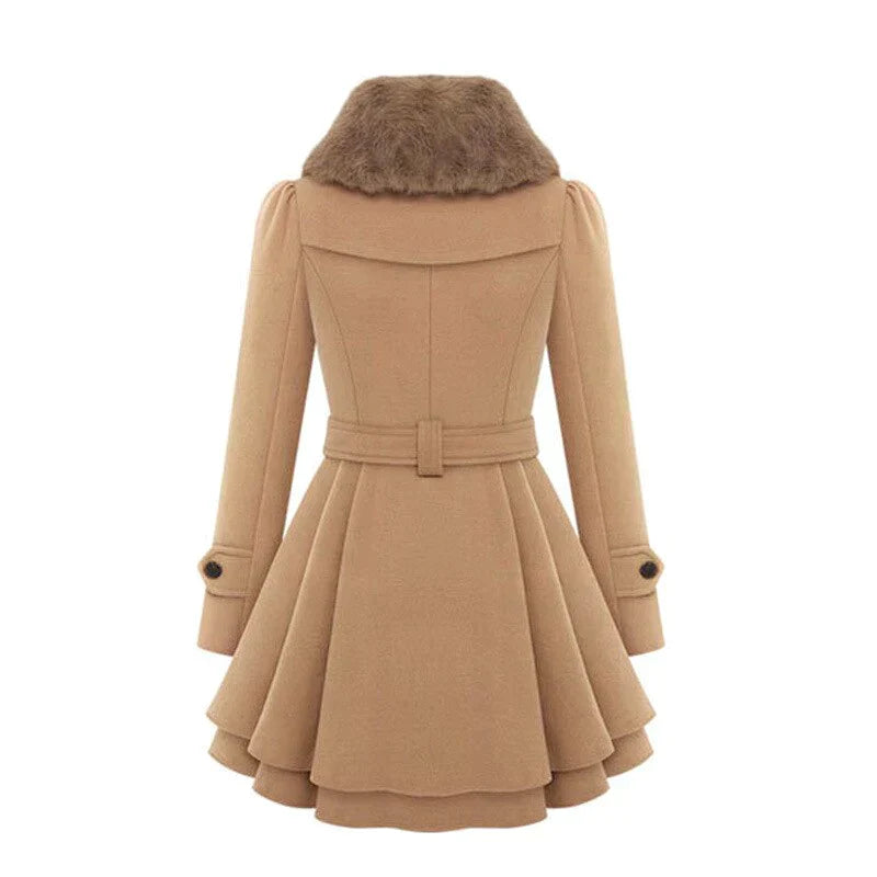 Lucie | Trench-coat élégant avec fourrure végane