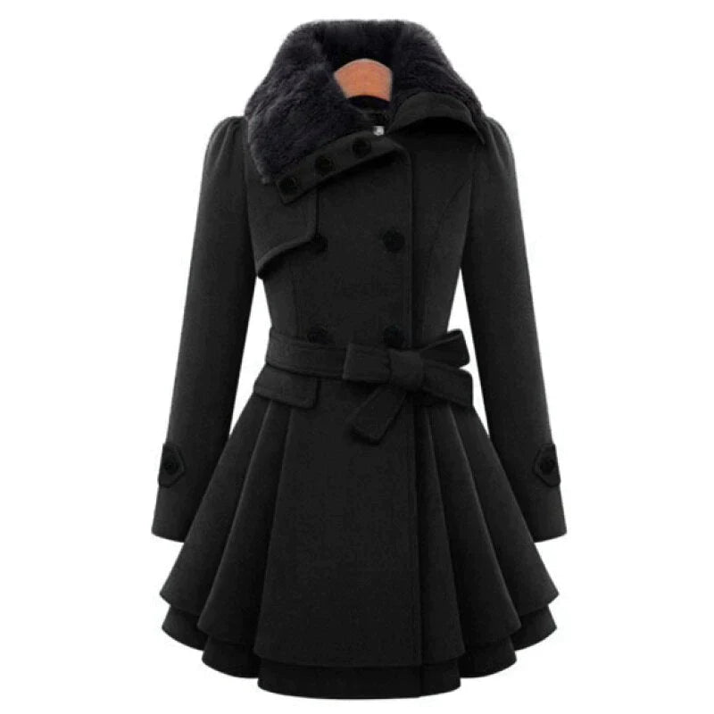 Lucie | Trench-coat élégant avec fourrure végane