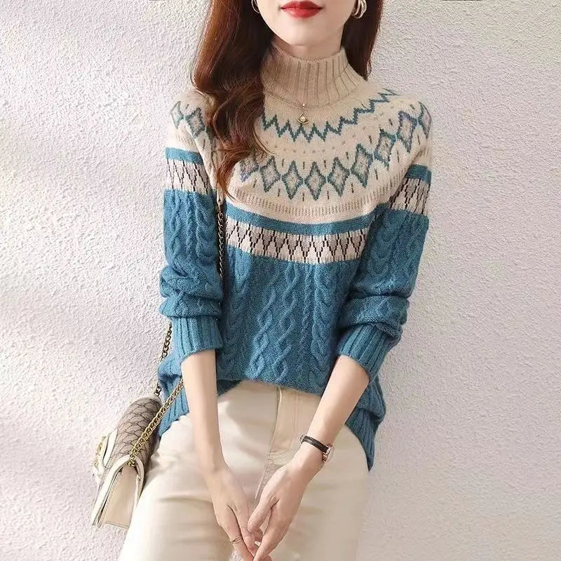 Aurelie | Pull col roulé tricoté