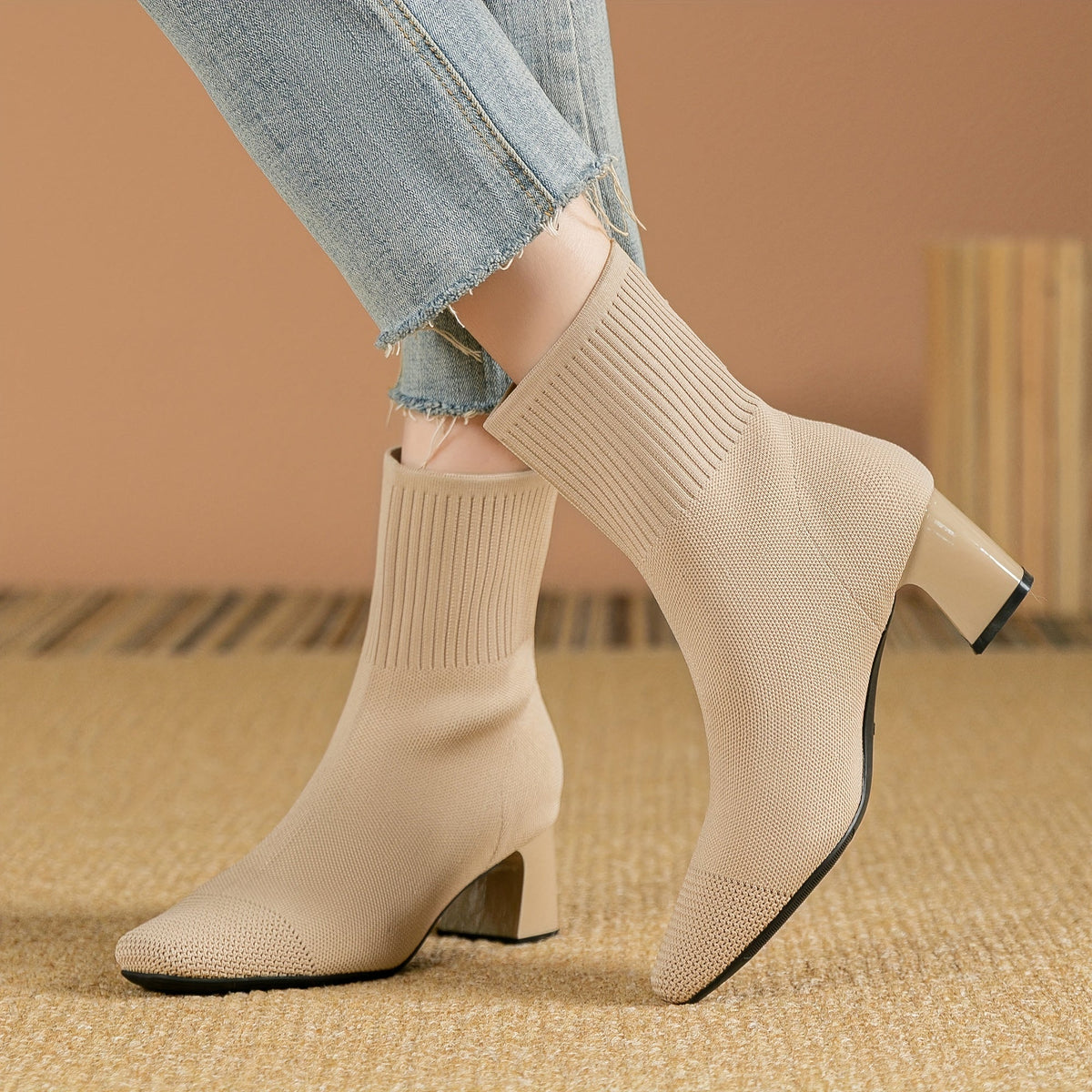 Paulette™ – Bottines tricot confortables à talon stable et souple