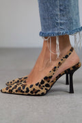 Liorina | Escarpins kaki à imprimé léopard avec bout en pointe