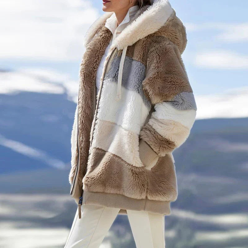Amber - manteau rayé pour femme pour l'hiver